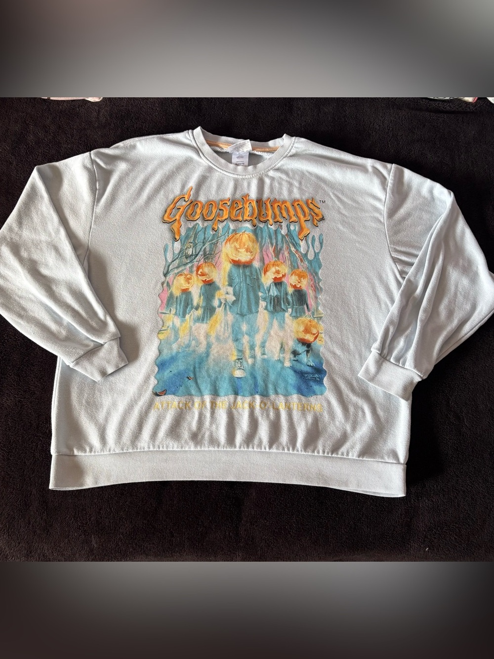 Goosebumps ATTACK OF THE JACK O’LANTERNS teal crewneck sweatshirt size men’s XL